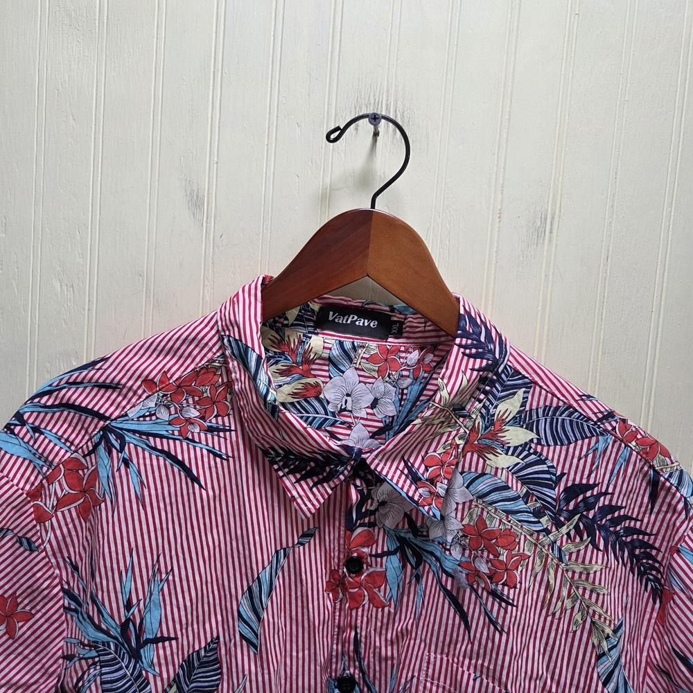 VatPave Shirt Mens 2XL Multicolor Floral Hawaiian‎ Short Sleeve Button-Up Casual